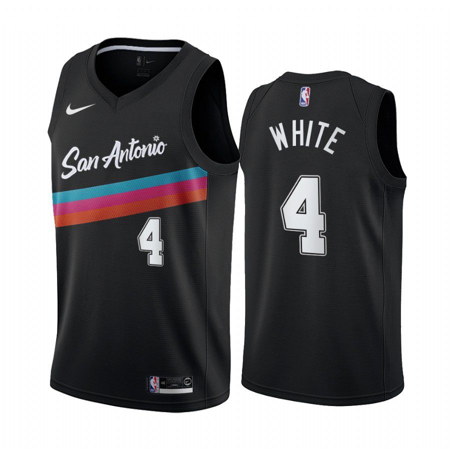 Men San Antonio Spurs #4 derrick white black city edition fiesta colors 2020 nba jersey->san antonio spurs->NBA Jersey